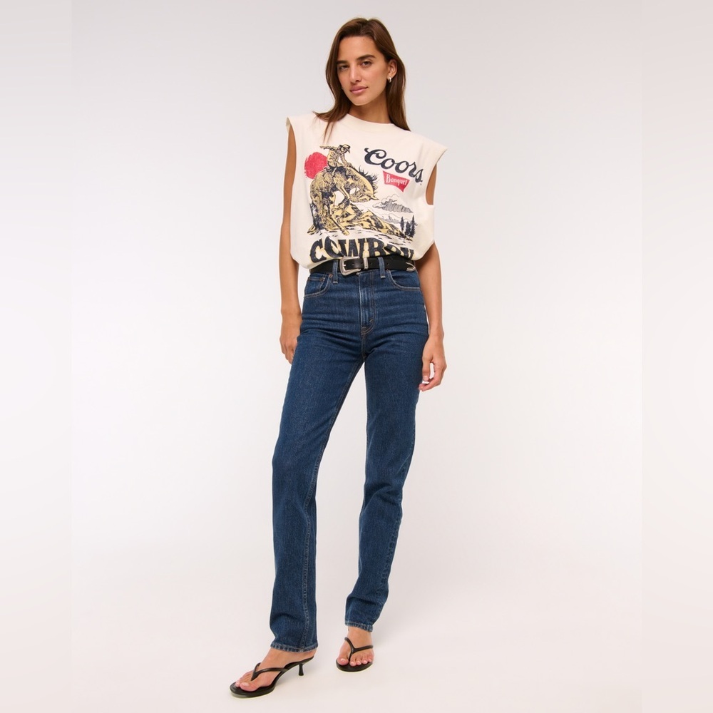 NWOT Abercrombie & Fitch Curve Love Ankle Straight Ultra High Rise Jeans Regular